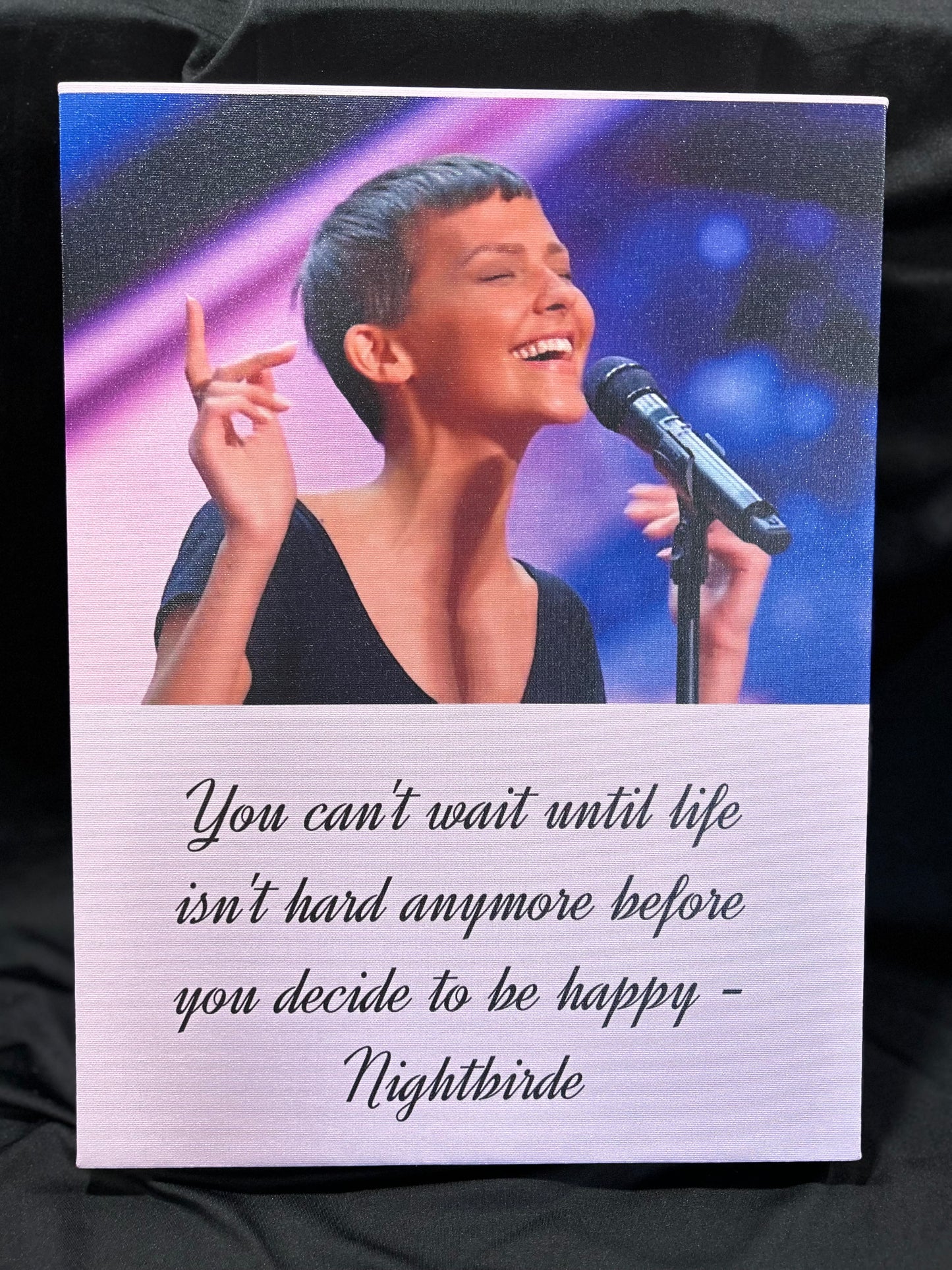 Quotes: Canvas Art Print of Nightbirde - "You can't wait"