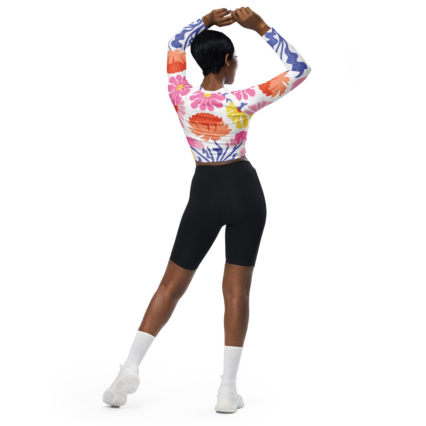 Floral Long-Sleeve Crop Top