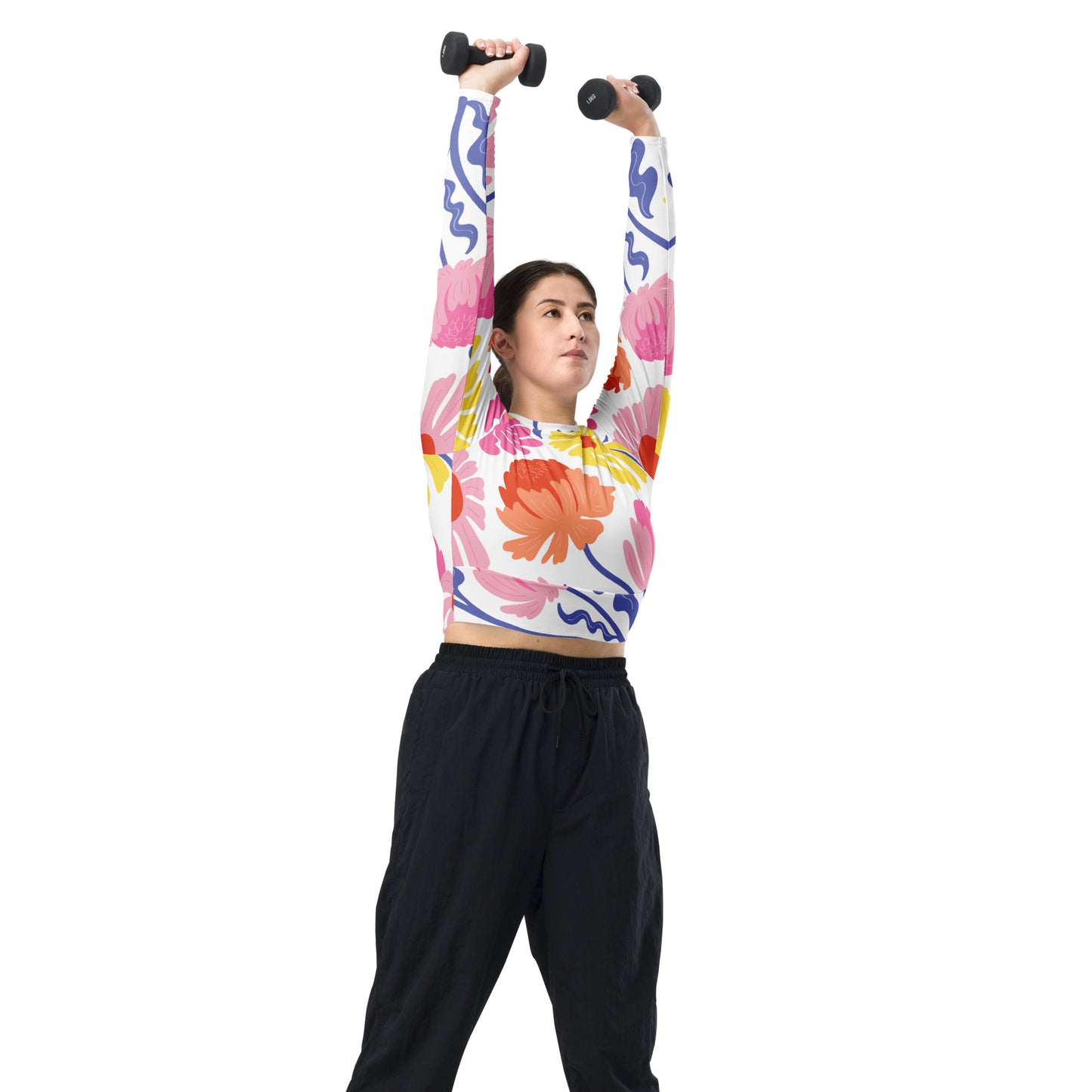 Floral Long-Sleeve Crop Top