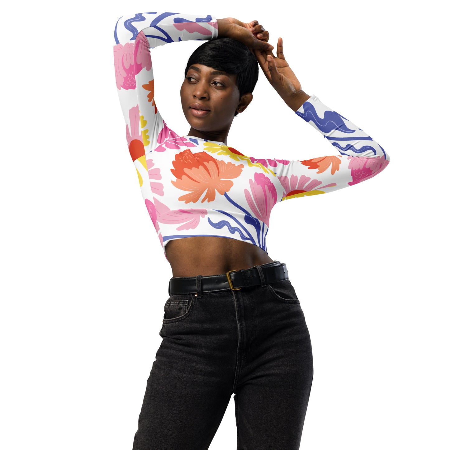 Floral Long-Sleeve Crop Top