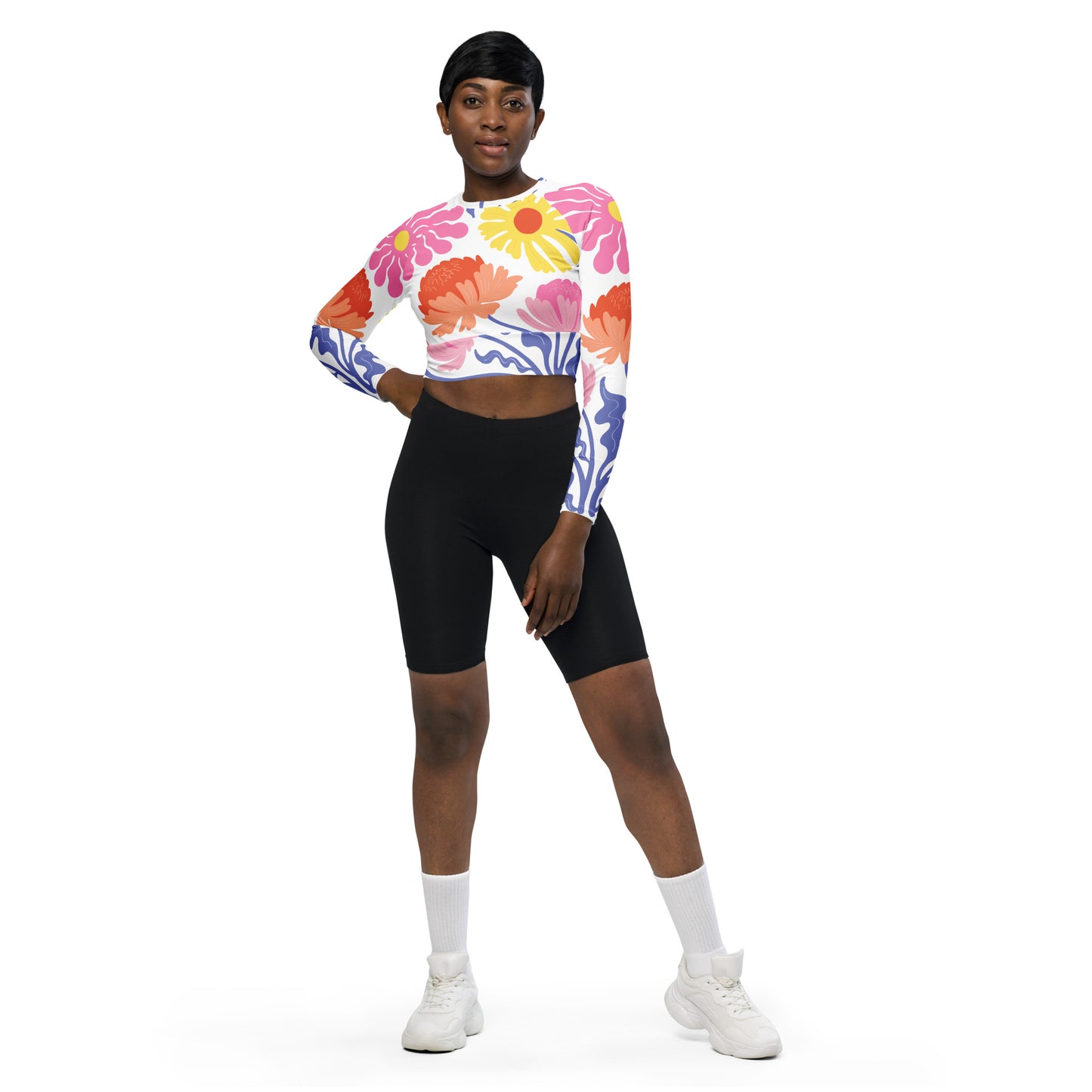 Floral Long-Sleeve Crop Top