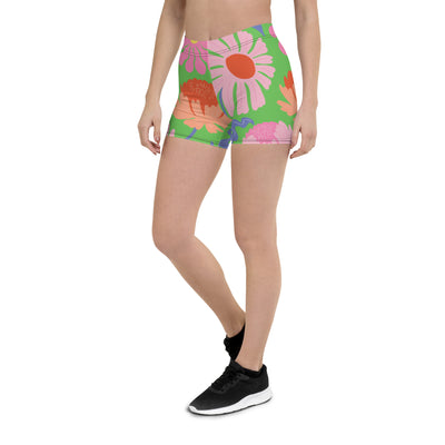 Floral Athletic Shorts (Green)