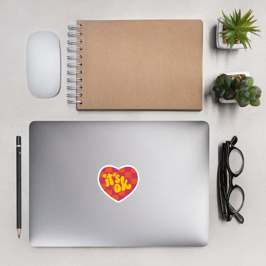 It's OK Checkered Heart Sticker