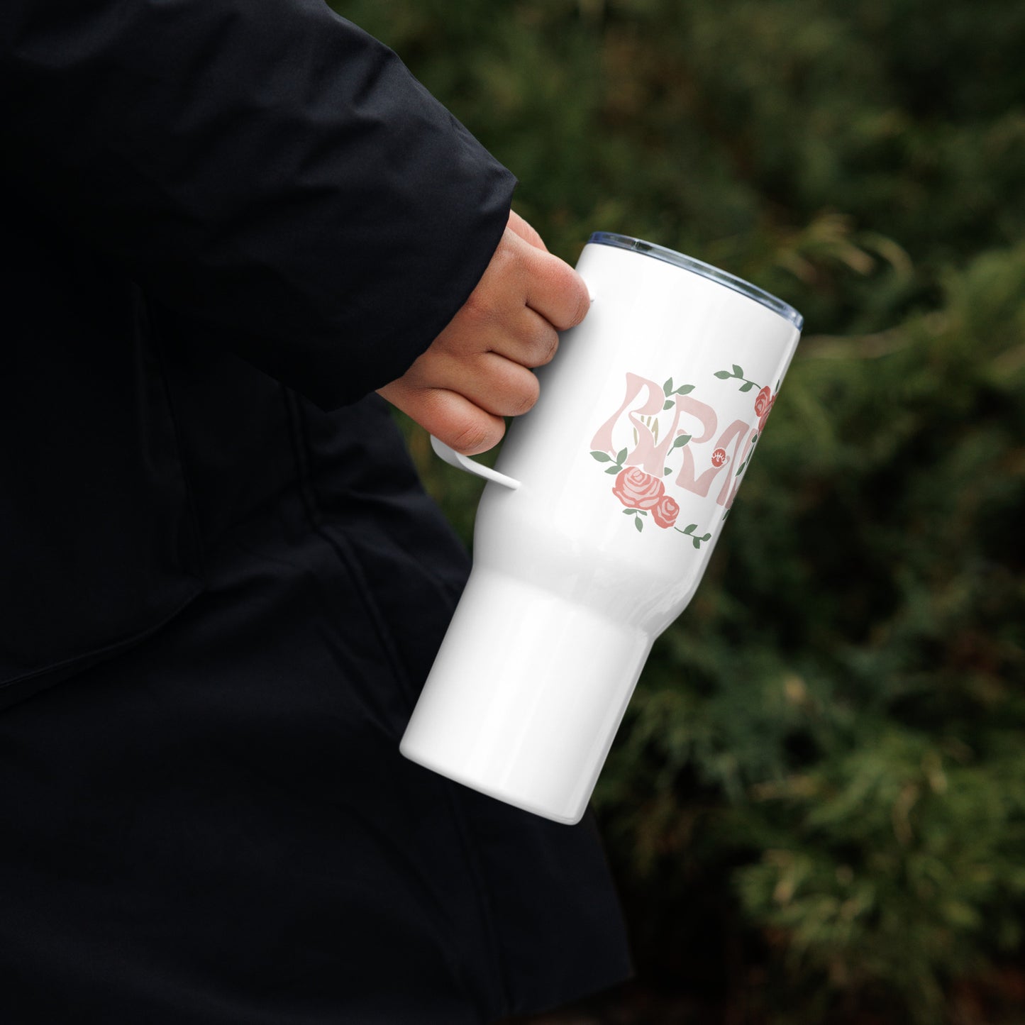 Brave Roses Travel Mug W/ Handle