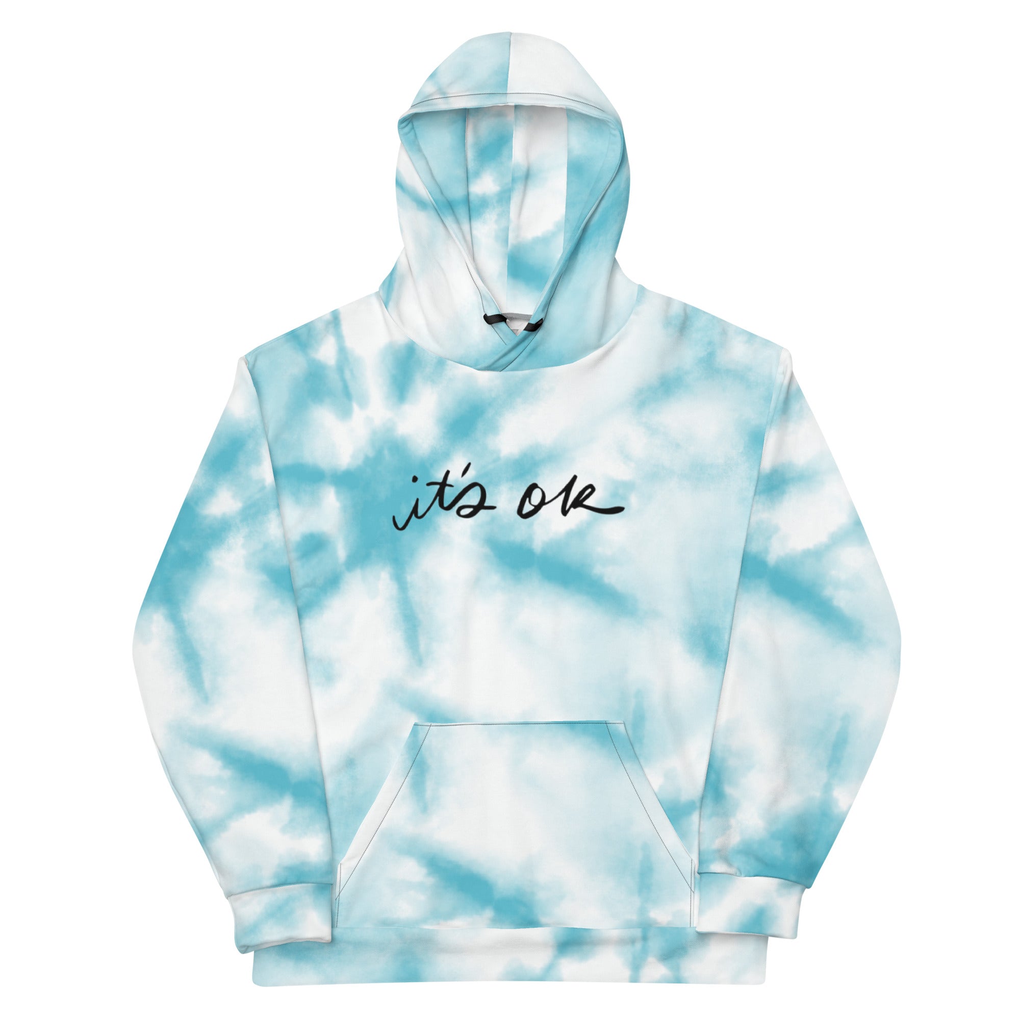 White and blue tie cheap dye hoodie